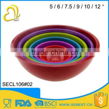 cheap surface shiny melamine ware 6 size wholesale mixing bowls