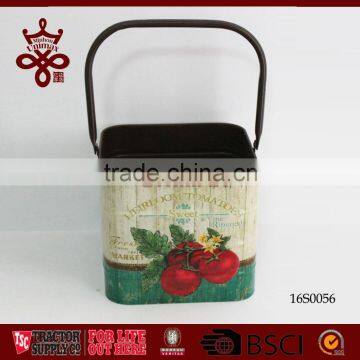 Farm Freshly Picked Basket Country Side Metal Hand Picking Basket photo-3