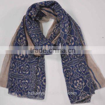 factory cheap new 2016 fashion rose printed polyester scarf