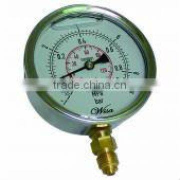 Oil Fill Stainless Pressure Gauge,Direct Connection,Rimless