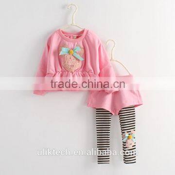 Cheap Clothing Set Tops and Stripe Leggings 4 Colors Cheap Baby Girls Clothing photo-5
