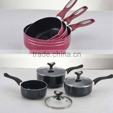 Pressed Aluminum Cookware Set(Non Stick Milk Pan,Sauce Pan, Pan ,with S/S Lid)