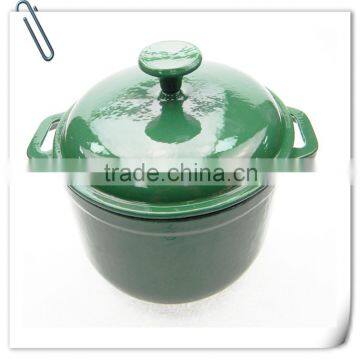 green enamel cast iron round casserole