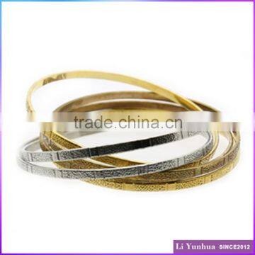 Stainless steel bangle round plain wire engrave bracelet