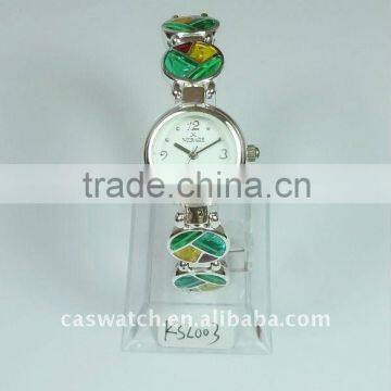 Silver 925 hand chain watch with colored-glaze bracelet