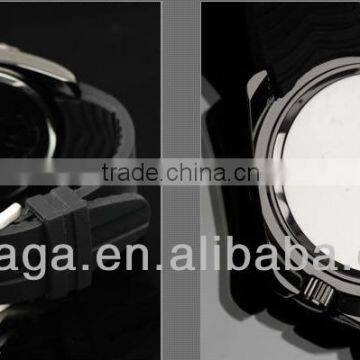 Men's Big Size Ion Black Plated Watch Military Watch for Sale Rubber Mechanical Watch photo-2