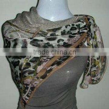 Woven Polyester Satin Scarves With Print