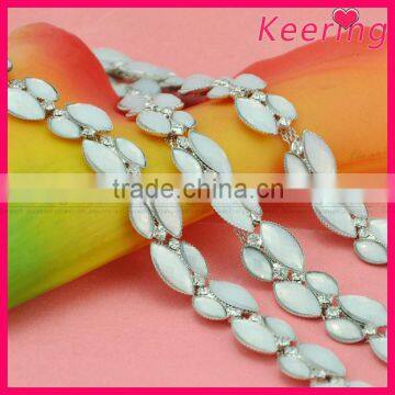 new arrival wholesale fashion opal beads rhinestone bridal trimmings chain WRC-255