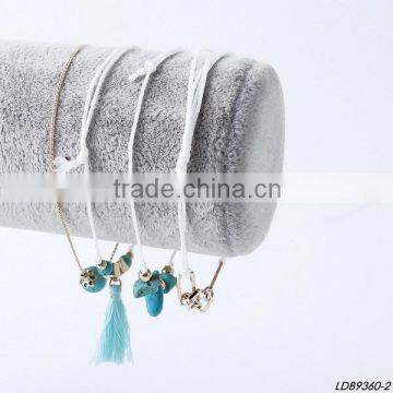 delicate rope turquoise pendant 4set bracelet