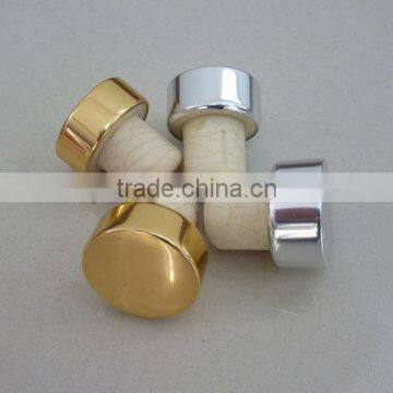 Plated Colored Aluminium top synthetic cork bottle stopper for vodka wine bottle