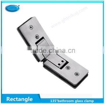 Top quality stainless steel rectangle 135 degree clamp for bathroom glass