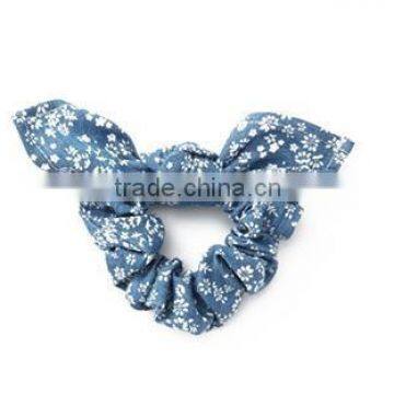 denim bunny ear scrunchy handmade fashion accessories