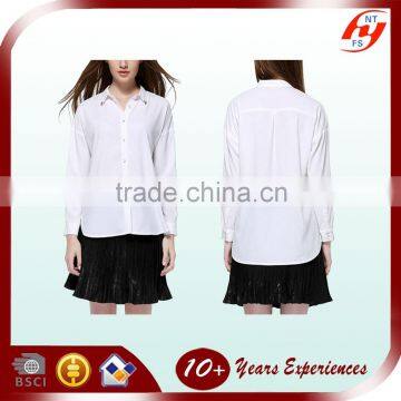 Factory Latest Fashion Blouse Styles Ladies New Stylish White Casual Tops For Women 2016