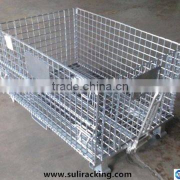 Popular Foldable Wire Mesh Containers With Wheels For Storage System