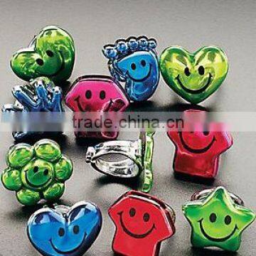 Plastic toy diamond rings Smile Face Rings