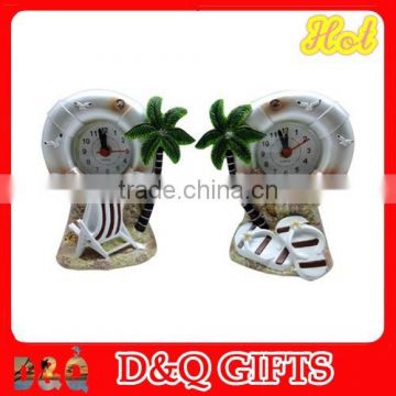 Fashion resin table clock with Palm tree