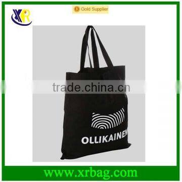 Custom Black Cotton Fabric Tote Shopping Bag photo-3