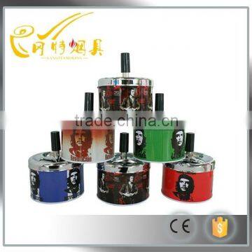 GT-1136 2014 popular Cigarette ashtray and tin box metal pressure rotary ashtray