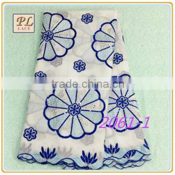 2015 latest new design high quality embroidered swiss cotton lace fabric/polyester appliques lace