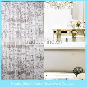 Bathroom accessories modern letter peva shower curtain