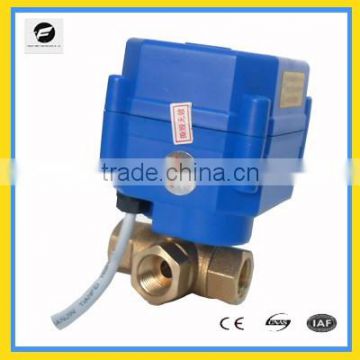 3 way DN8 brass motorizd valve3.6v 5V 12v 24v T flow for solar water system hot water control