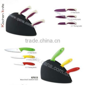 3pcs high quality knife set with stand Model No: K008/colorful kitchen knife sets