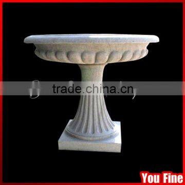 Hand Carved White Marble Planter Pot For Sale