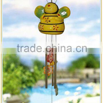 outdoor ceramic bee wind chime with solar powered led lights decorative