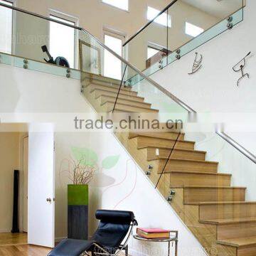 indoor stainless steel standoffs for frameless glass balustrades with top slot tube handrail