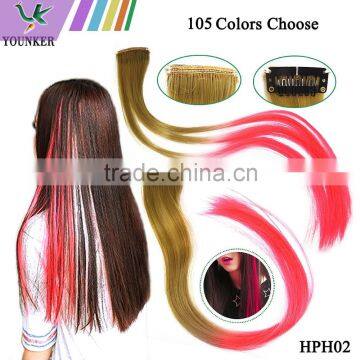 14" gold&pink color clip-in synthetic hair extension