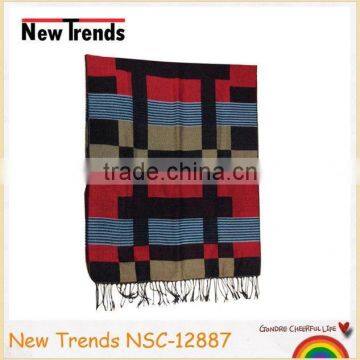 Block & stripes woven pashmina winter scarf