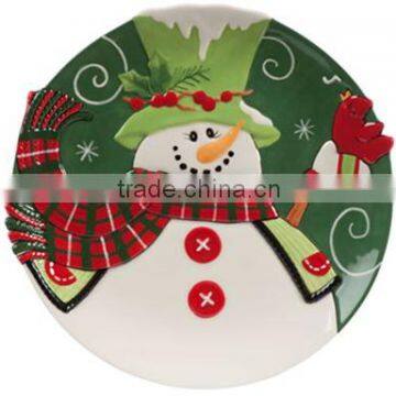 wholesale personalized decorative Christmas snowman ceramic plate