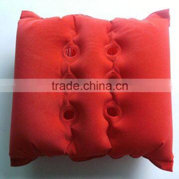 special comfortable inflatable car neck pillow with ear hole, red square neck pillow