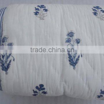 Indian Hand Block Print Kantha Handmade Quilt Cotton Filling Jaipuri Razai photo-2
