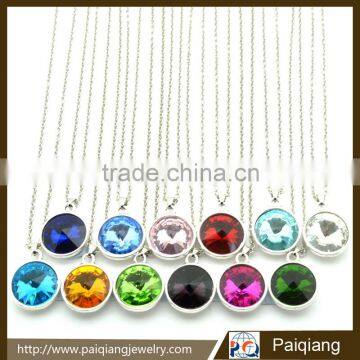 Latest design hot selling fashion 12 zodiac color birthday stone pendant necklace