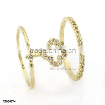 2015 Latest Design Diamond Copper Ring Plated Gold Wedding Ring Supplier photo-4