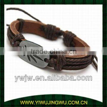 Natural Leather Leaf Symbol Bracelet(JW-G2606)