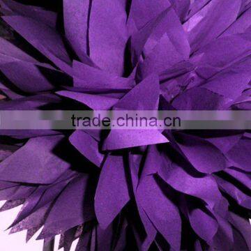 Purple hanging paper pom pom for wedding decoration