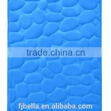 Luxury Memory Foam Plain Color Super Soft Stone Pebble Bathroom Floor Bath Mat -Blue