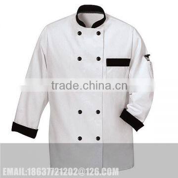 Factory wholesale custom new fashion poly cotton french chef uniform with chest pocket