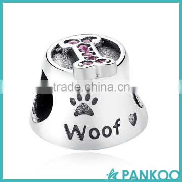 Exquisite 925 Sterling Silver Paw Print Woof Animal Charms Bone Charm Beads