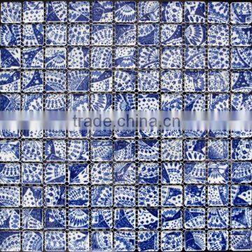 shell mosaic metallic glazed porcelain tile