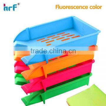 Foldable frosted plastic file tray with fluoresence color