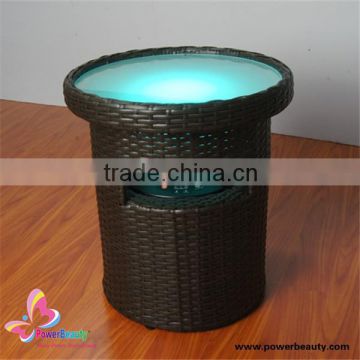 2015 high quality hifi music rechargeable waterproof wireless led light artificial round rattan table with bluetooth speaker