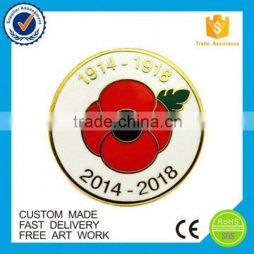 Custom poppy lapel pin, poppy pin badge manufacturer