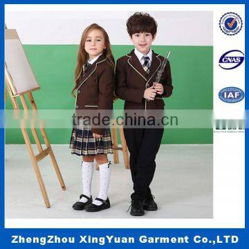 2016 New arrival primary school uniform designs plaid skirt and top