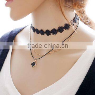Cheap price 2016 New Hot Fashion Simple Style lace multilayer pendants Chokers Necklaces for Women holiday Gift Fine Jewelry