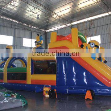Cheap Minion Inflatable Kids Obstacle Course for Sale