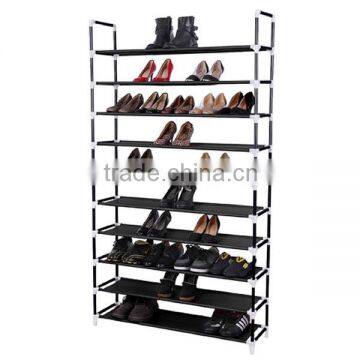 Amazon popular selling 10 Tiers Non-woven Fabric Shoe Tower Storage Organizer folding assembled DIY shoe rack