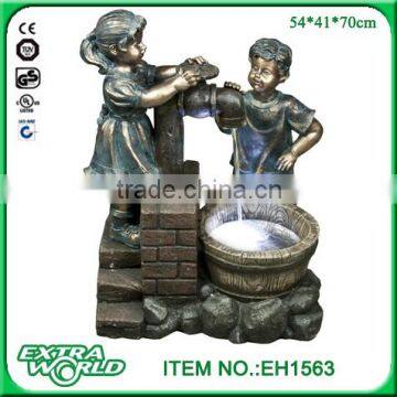 28-Inch Two Bronze Kids Water Outdoor Fountain With Faucet